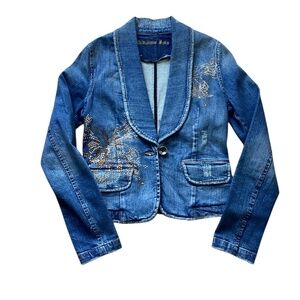 Embellished Distressed Seductions Jeans Cotton Jean Jacket Size 7